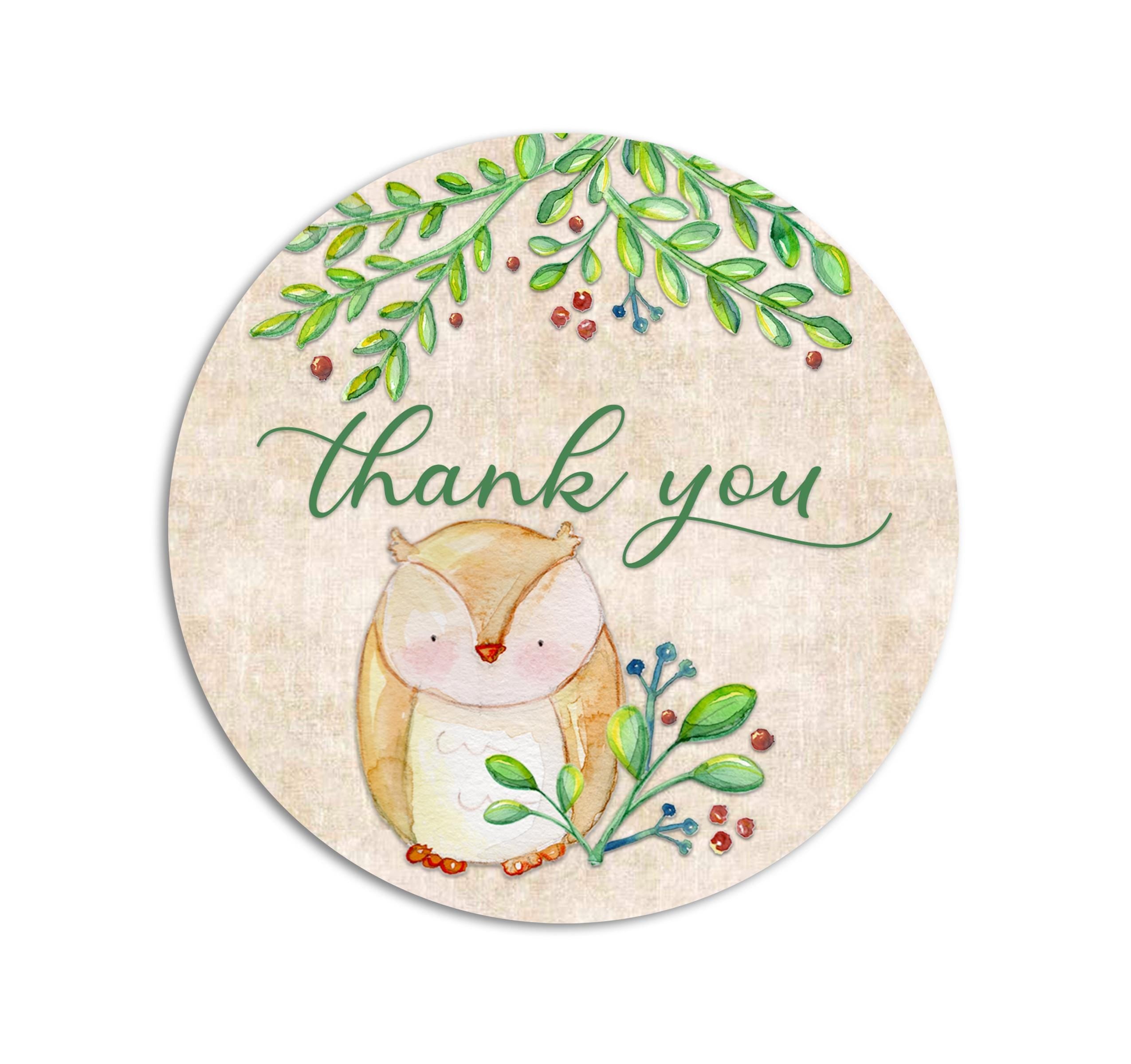 Woodland Baby Shower Favor Stickers, Woodland Animals Thank You Labels