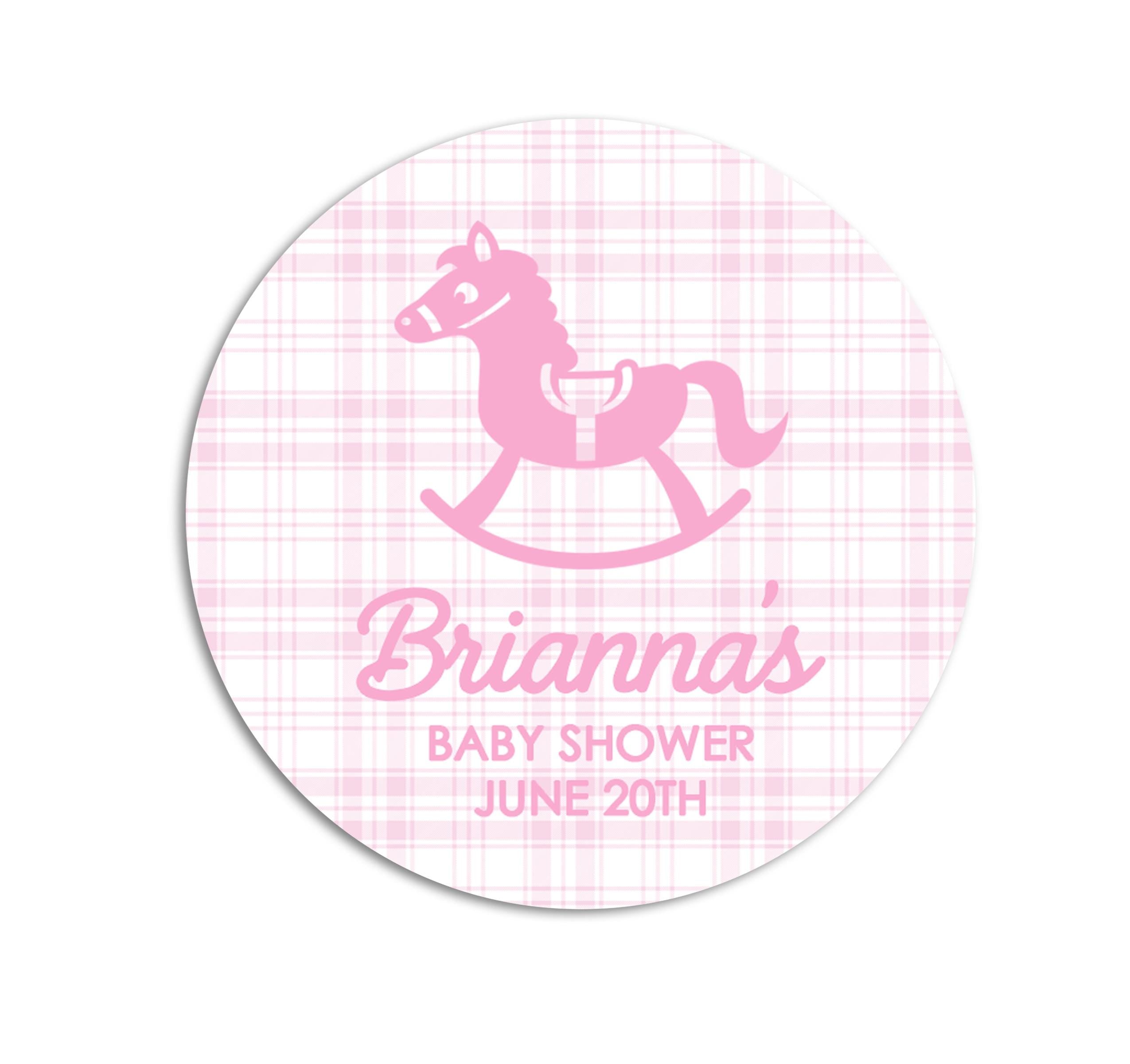 Rocking Horse Baby Shower Stickers, Plaid Favor Labels, Thank You Stickers Party Favors
