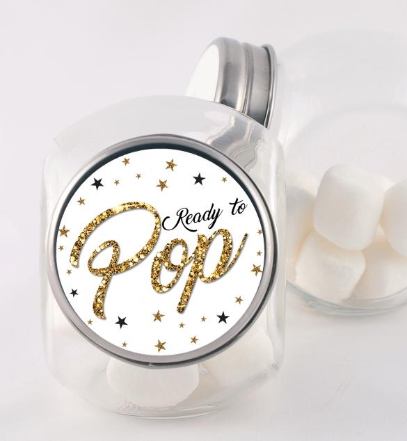 Ready To Pop White Gold Glitter, Stickers for Baby Shower, Baby Neutral Party Favors