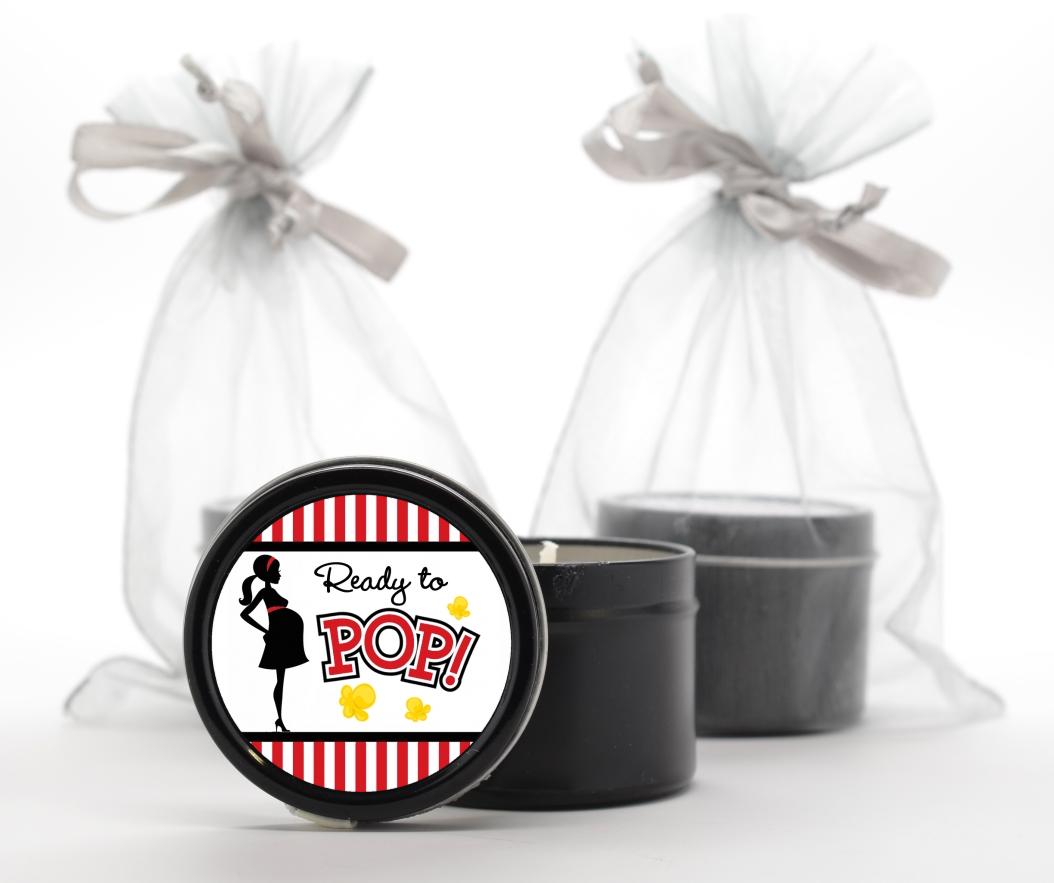 Ready To Pop Baby Shower Stickers, Mommy Red Black Baby Shower Labels