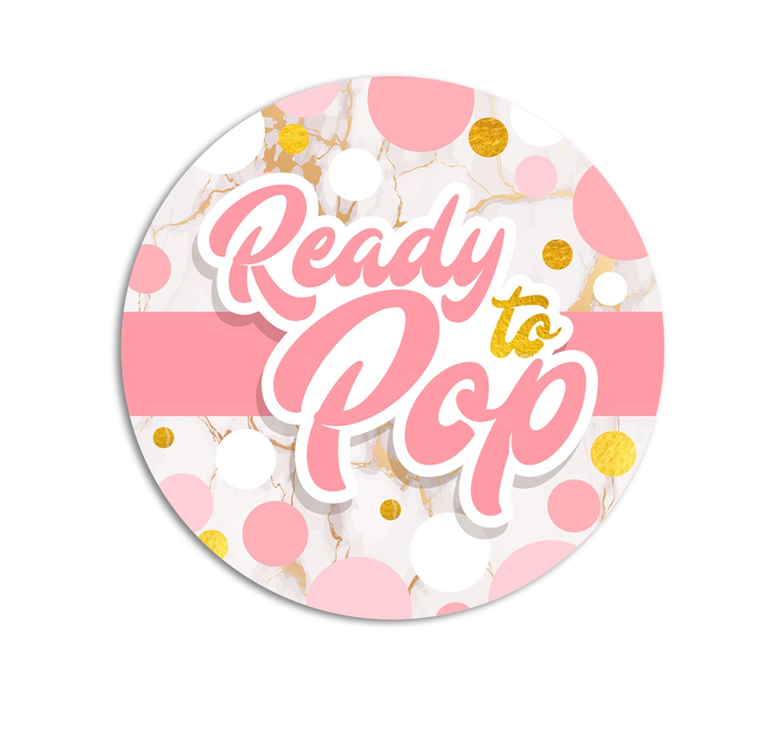 Ready To Pop Baby Girl Stickers, Pink Gold Baby Shower Labels