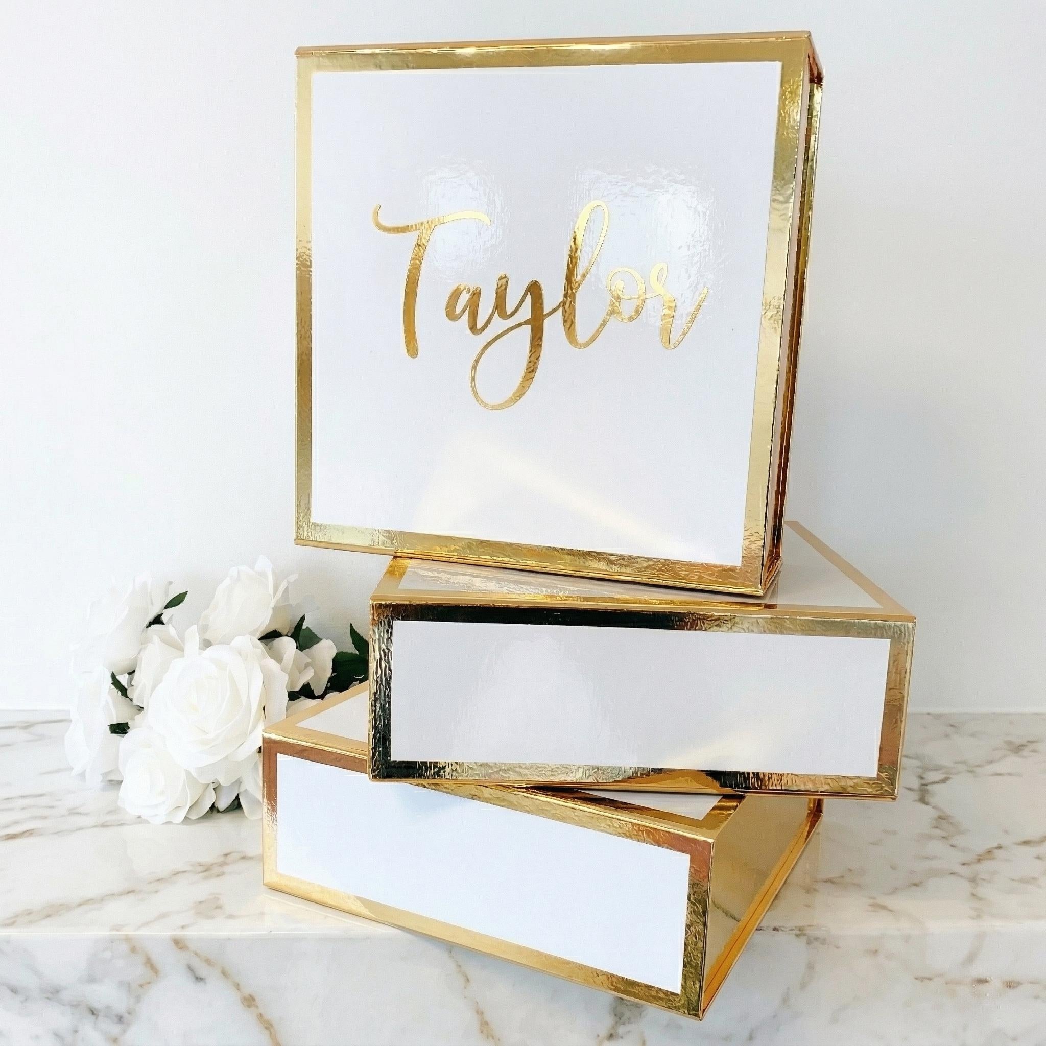 Maid of Honor Will You be Proposal Box, Gold Script Name Gift Package, Flower Girl Idea