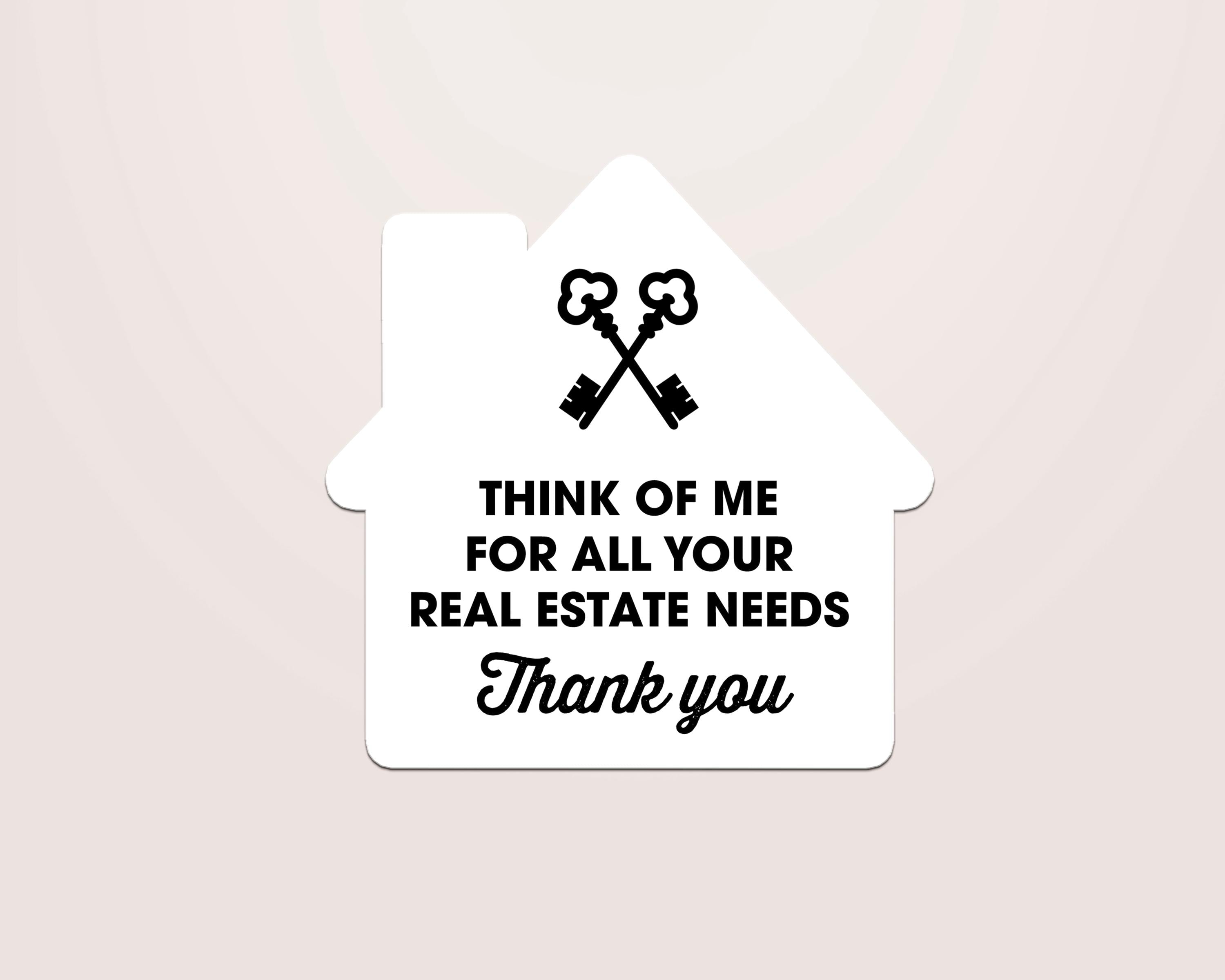 Think of Me Real Estate Stickers, House Shaped Labels, Realtor Closing Gifts