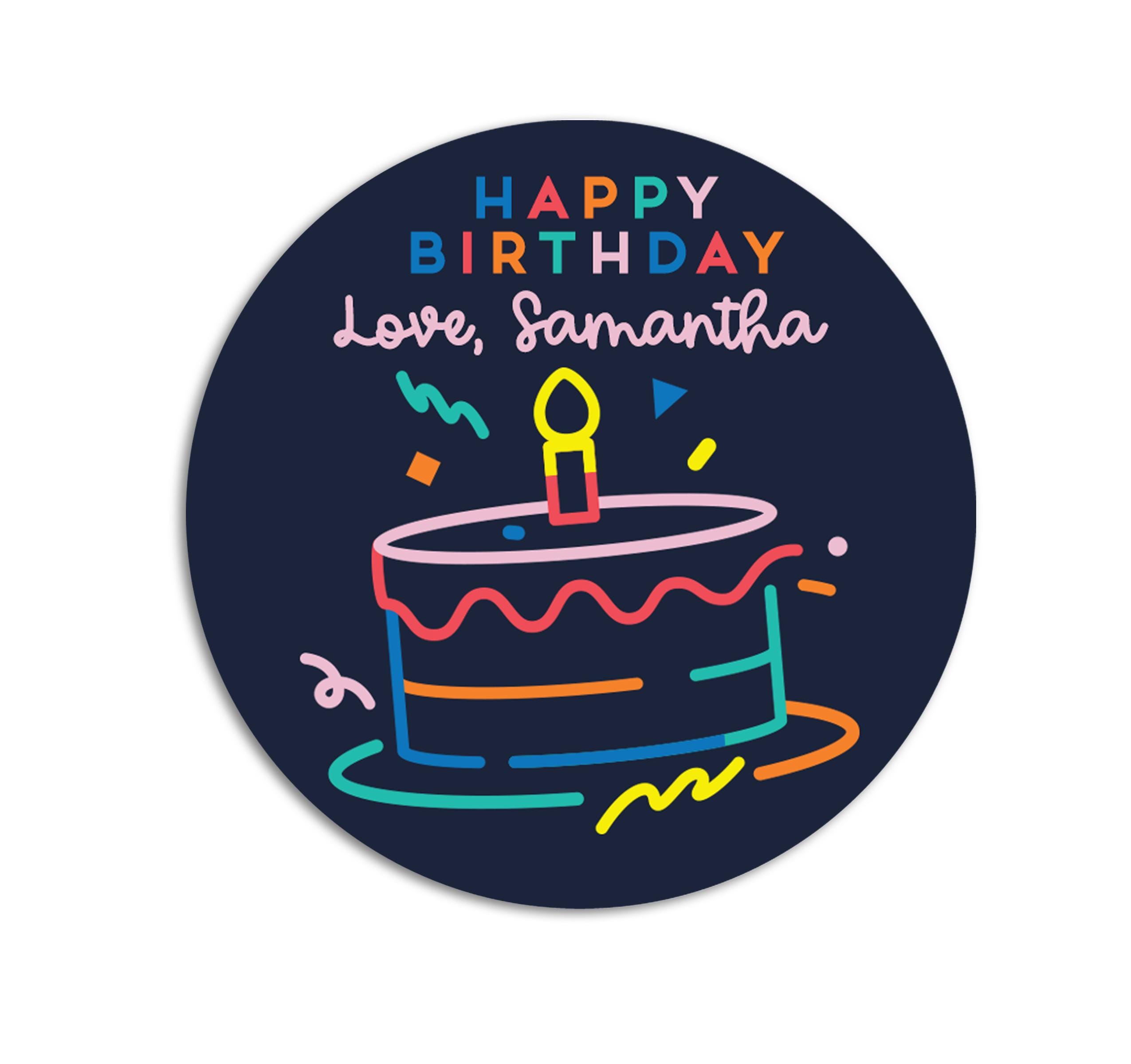 Personalized Birthday Cake Stickers, Happy Birthday Party Favor Labels