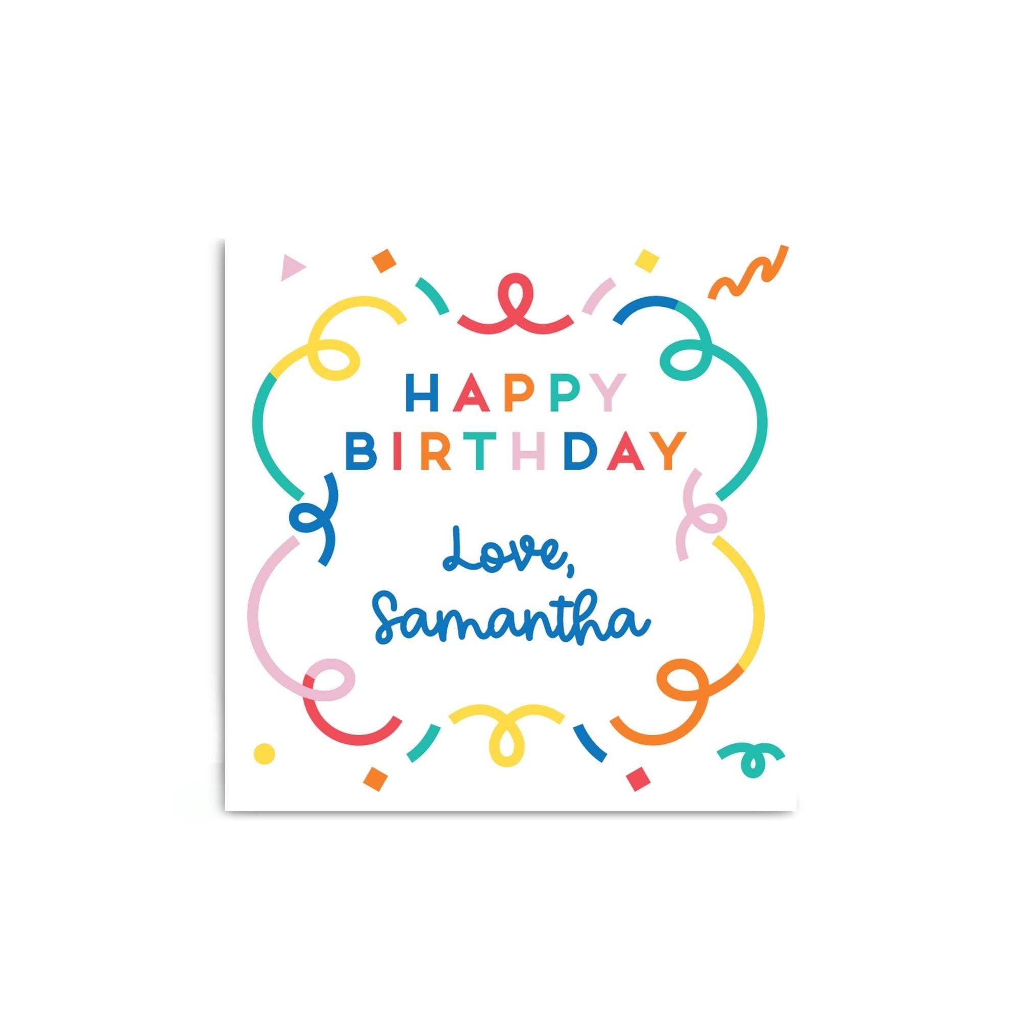 Personalized Birthday Gift Box Stickers, Happy Birthday Party Favor Square Labels