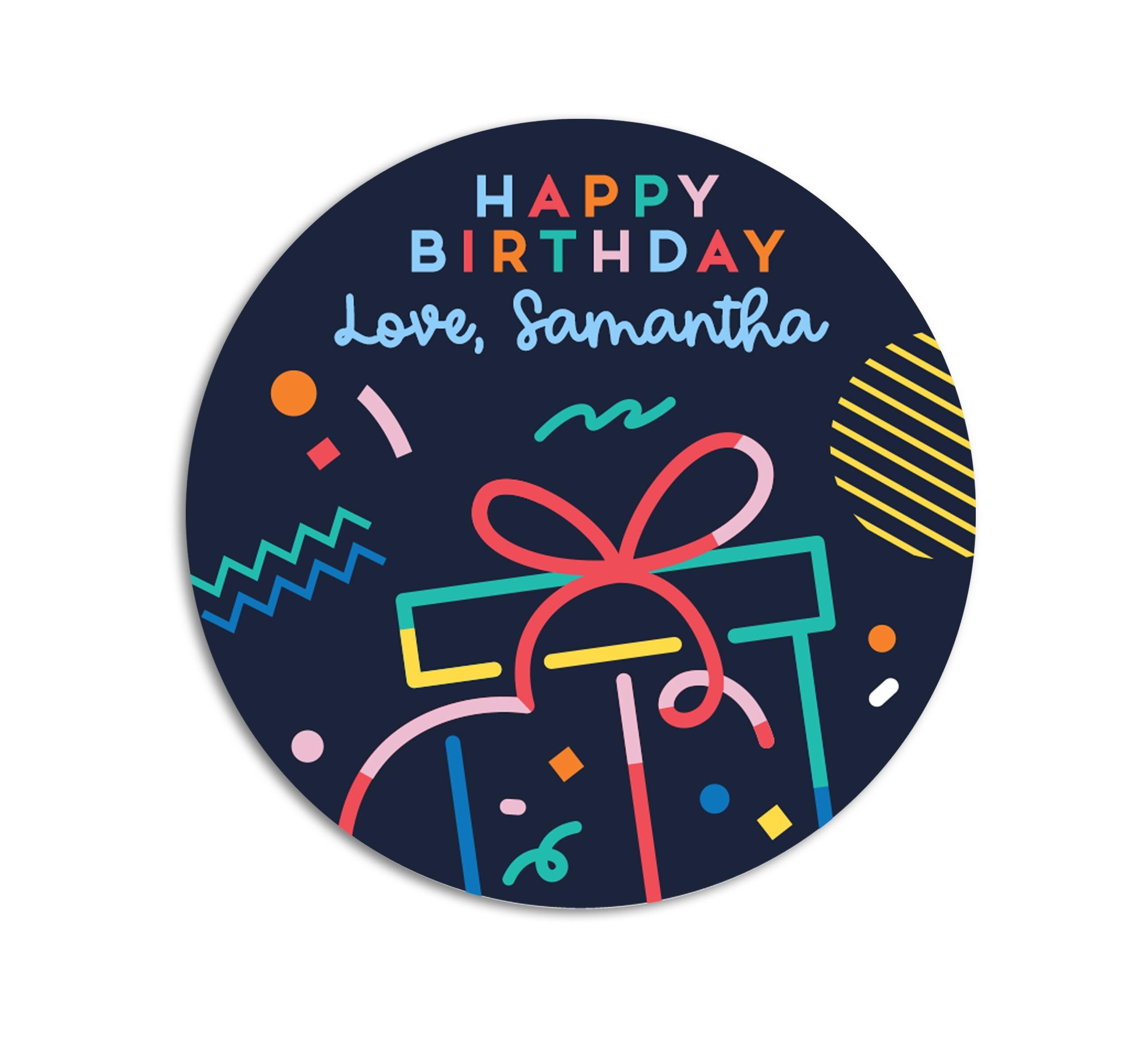 Personalized Birthday Gift Box Stickers, Happy Birthday Party Favor Labels