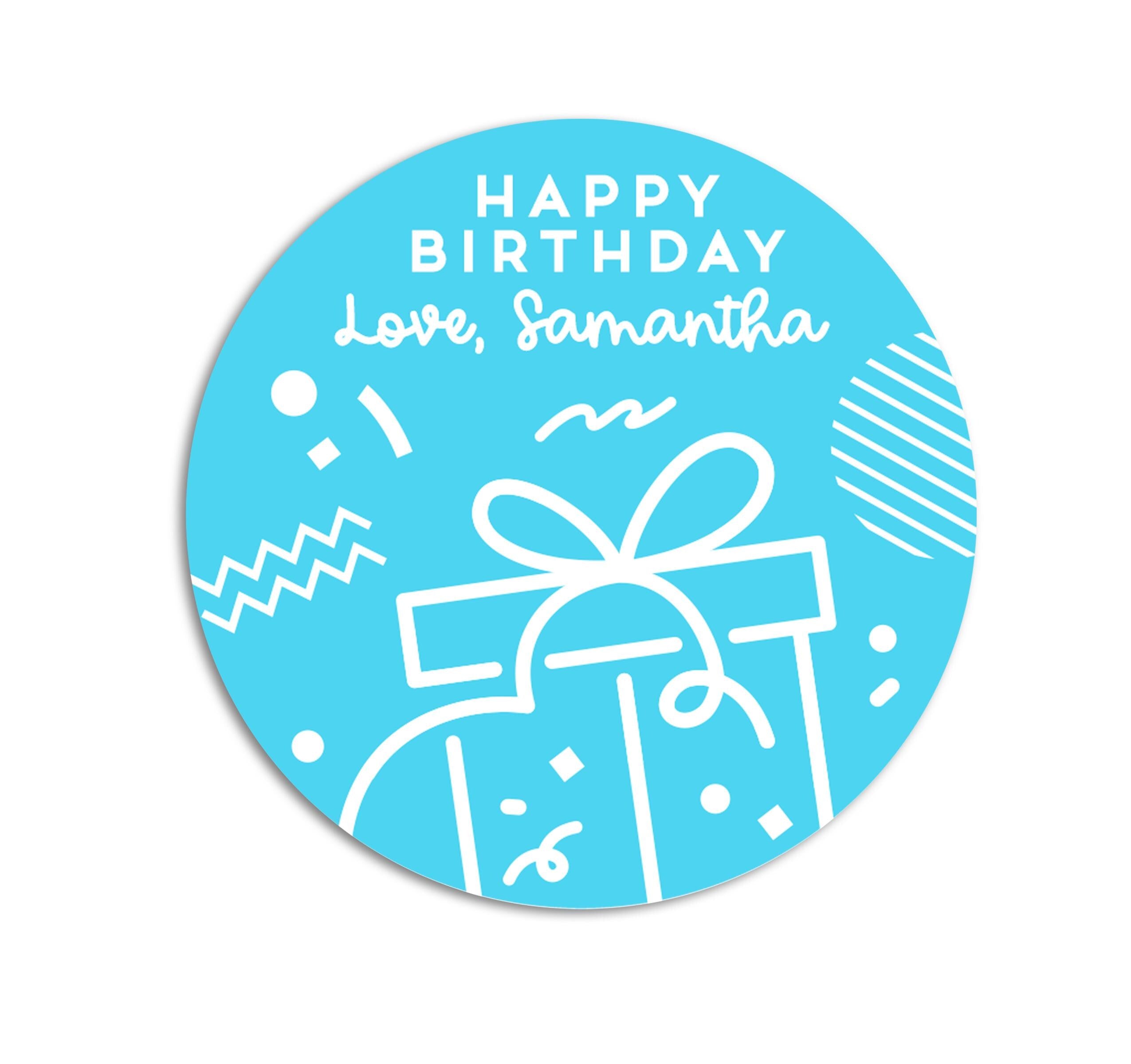 Personalized Birthday Gift Box Stickers, Happy Birthday Party Favor Labels