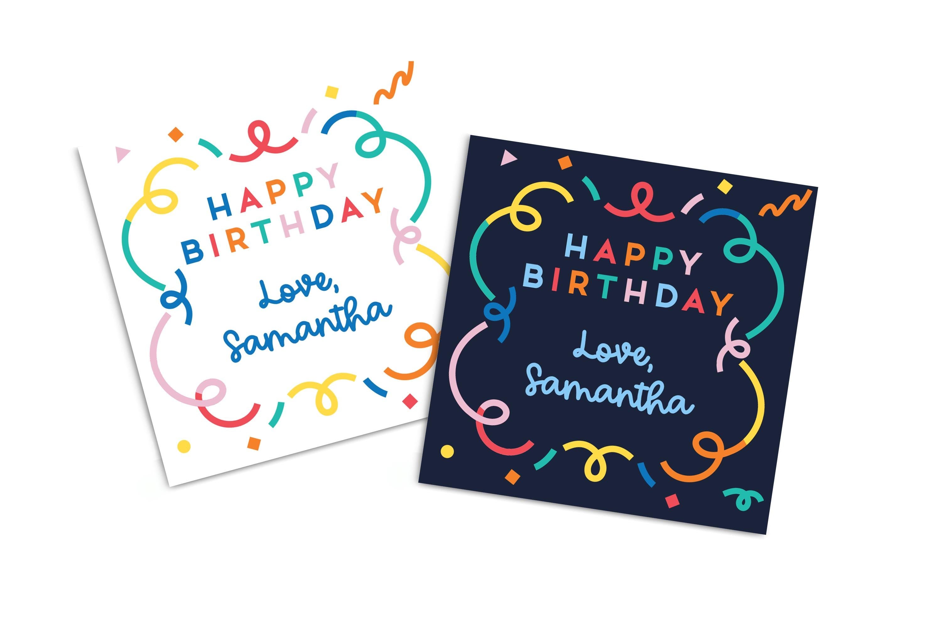 Personalized Birthday Gift Box Stickers, Happy Birthday Party Favor Square Labels