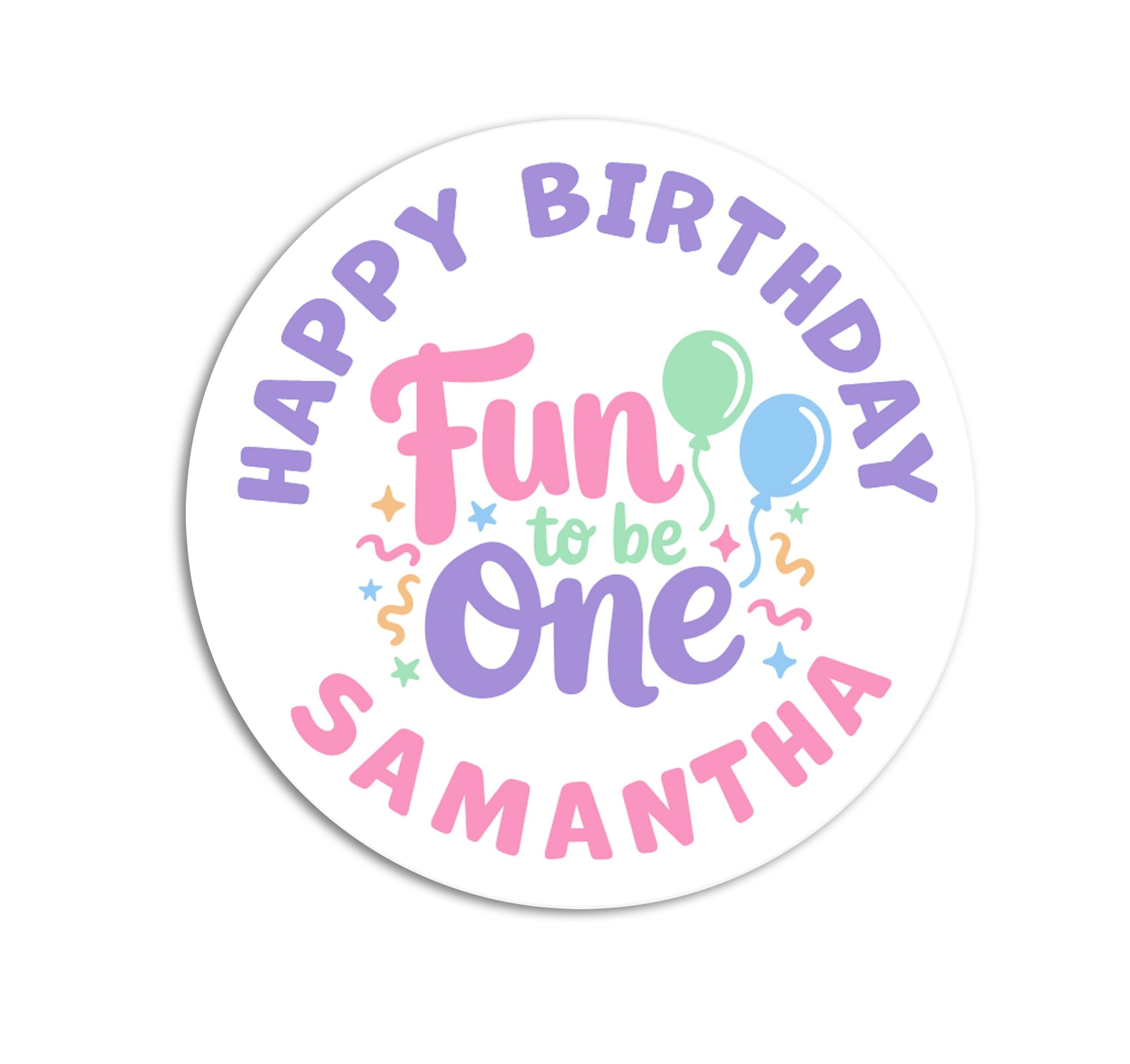 Fun to be One First Birthday Stickers, 1st Party Kid Labels, Happy Birthday Favors