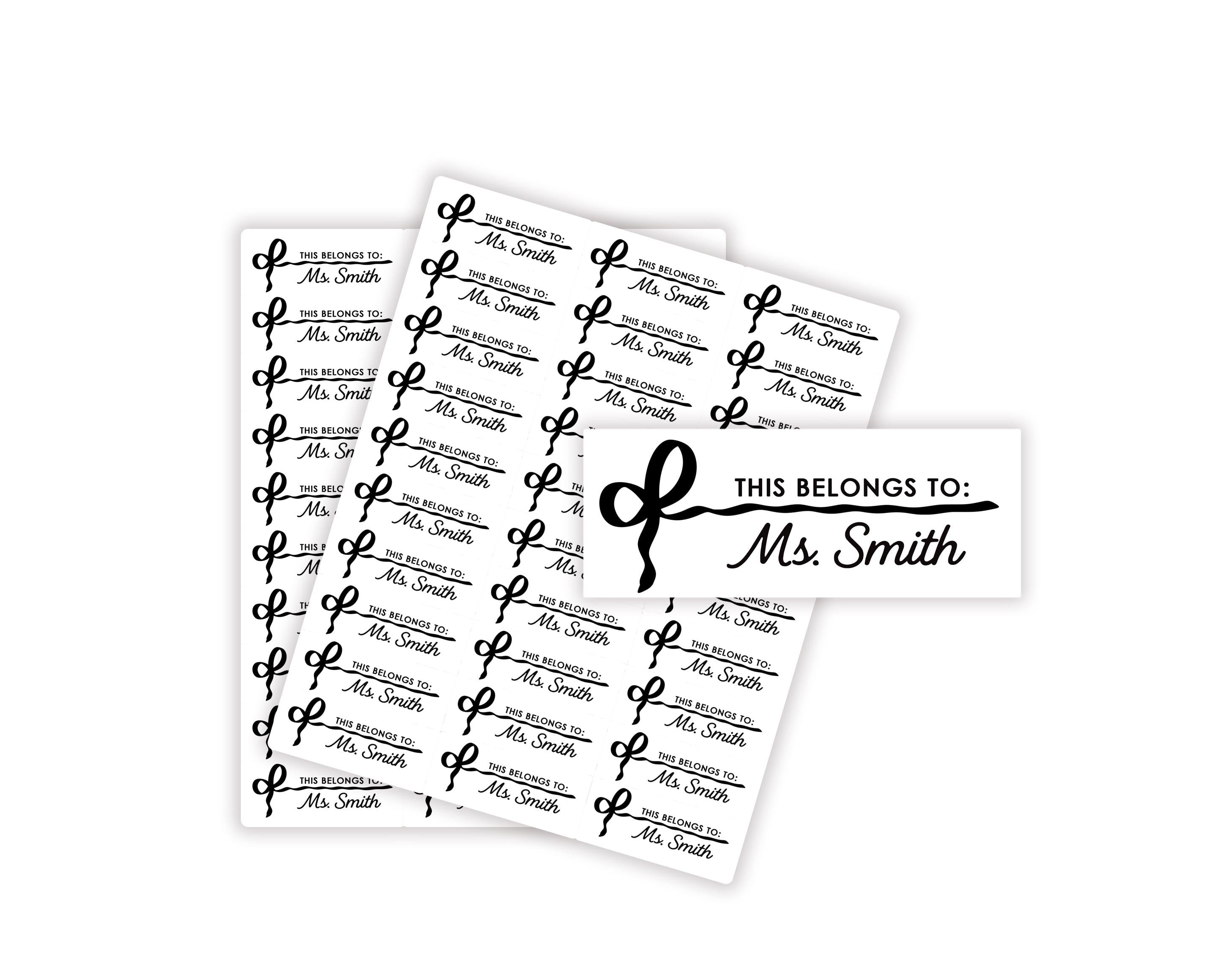 Personalized Teacher Book Stickers, Custom Name Classroom Library Labels, Coquette Bow Gift Labels