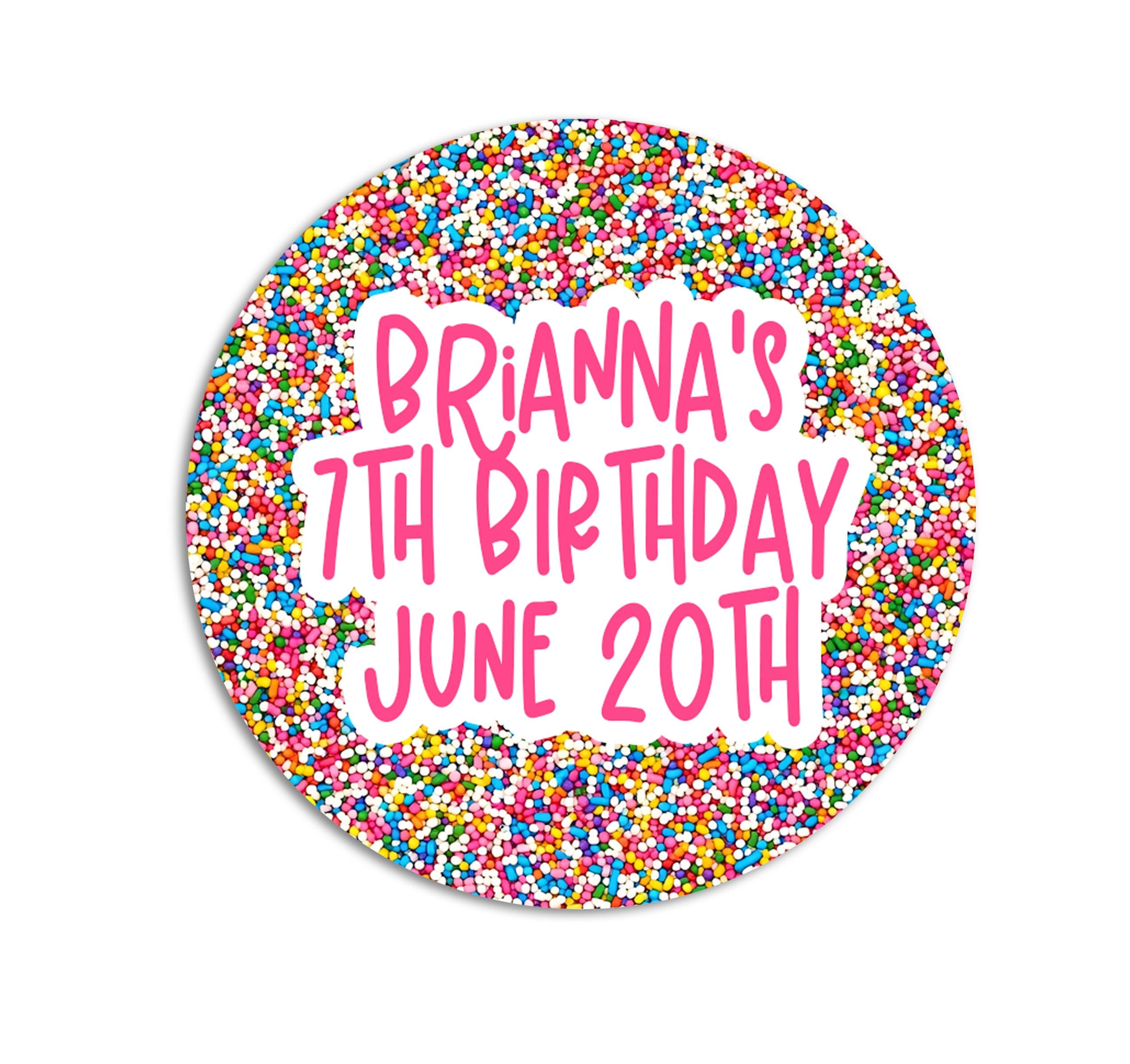 Birthday Party Kid Stickers, Colorful Sprinkle Confetti Labels, Happy Birthday Favors