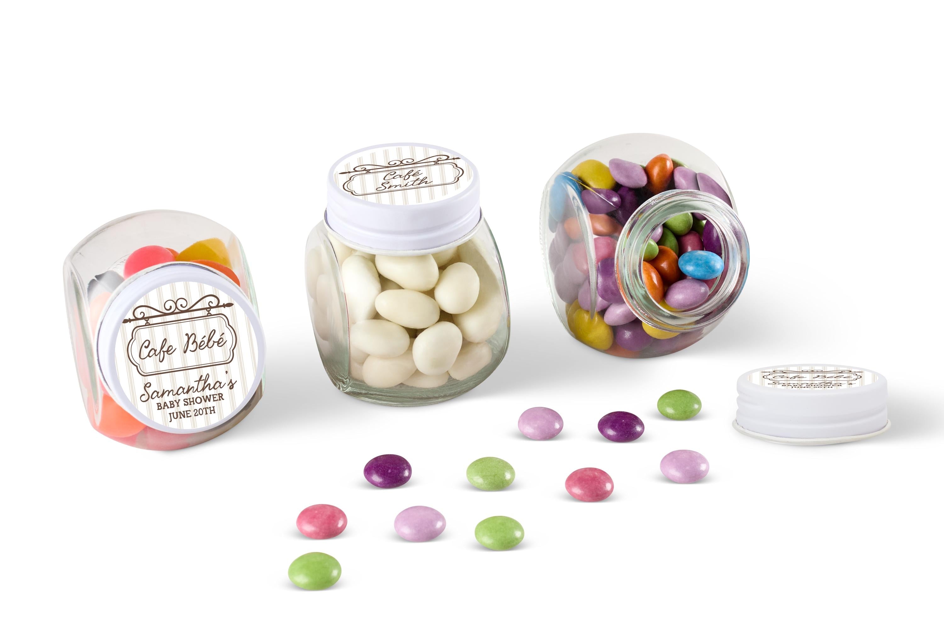 Cafe Bebe Candy Jars, Personalized Jars for Baby Shower,