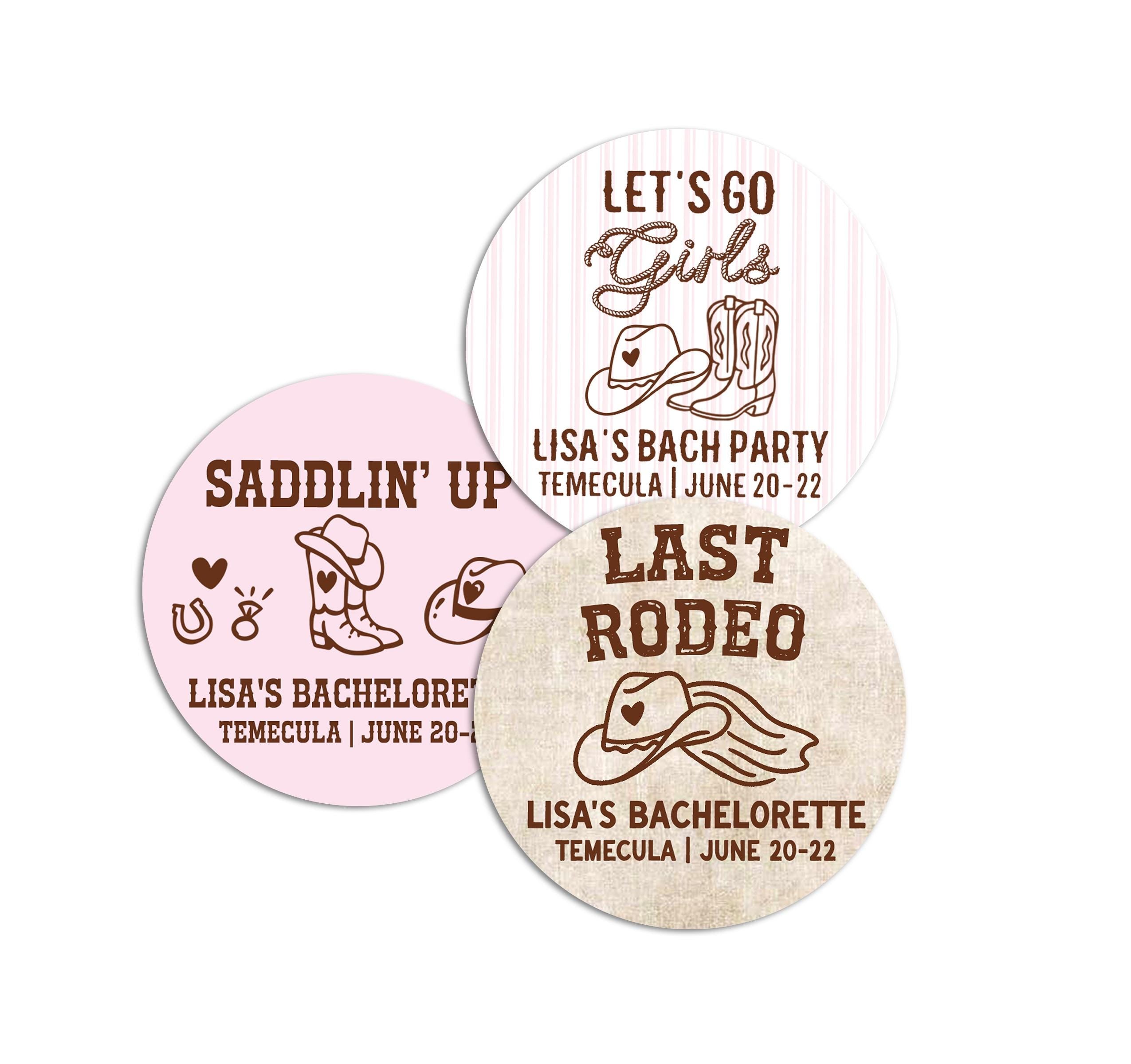Last Rodeo Bachelorette Stickers, Bridal Shower Favors, Cowgirl Western Bach Labels