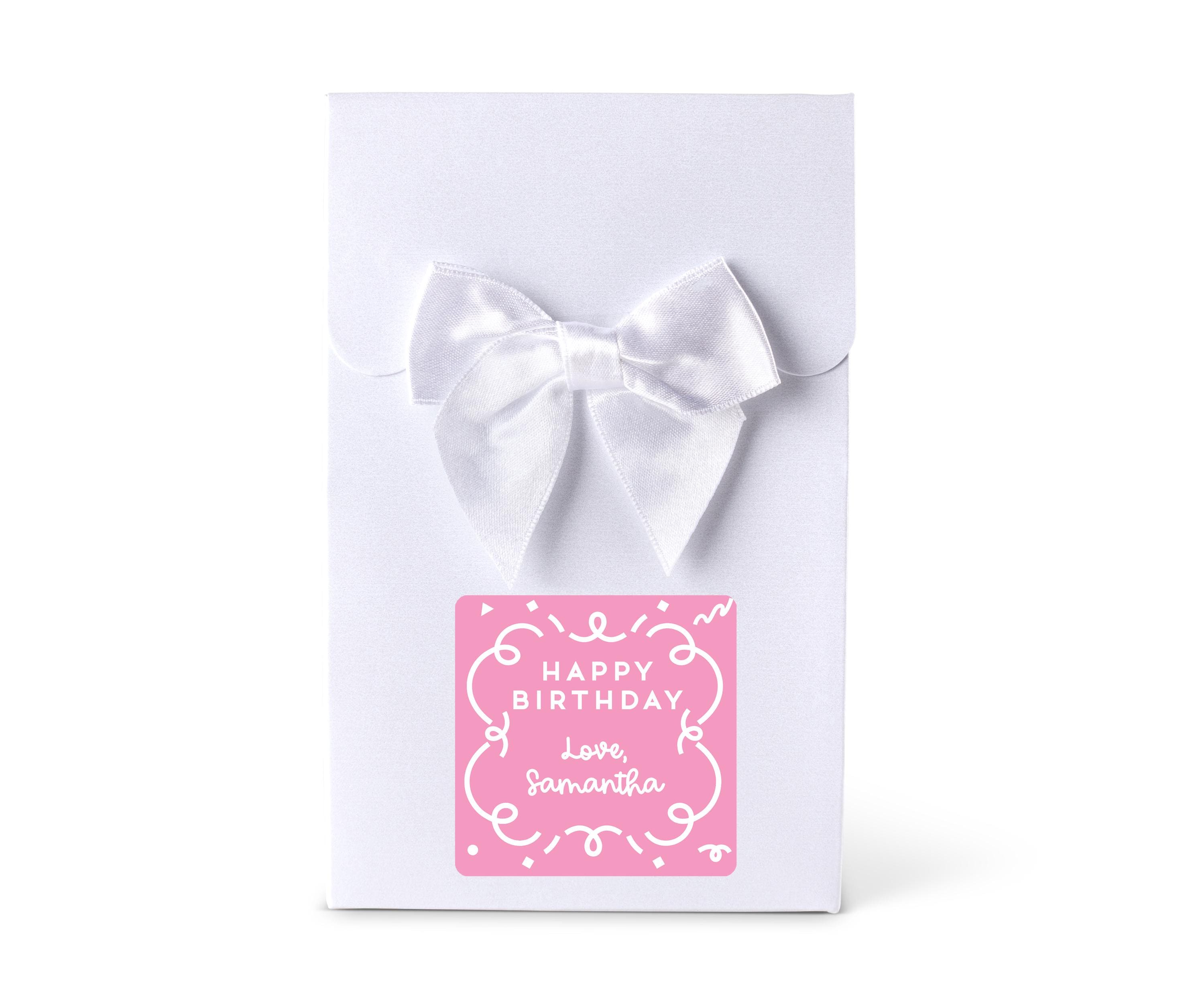Happy Birthday DIY Blank Candy Boxes, Personalized White Favor Bag with Satin Bow