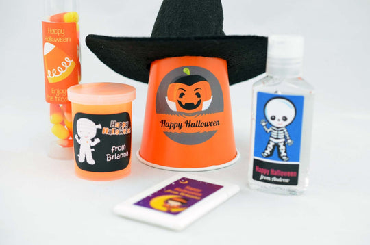 Cute Monsters Personalized Halloween Sticker, Custom Halloween Stickers, Kids Halloween Favor Stickers, Cute Halloween Stickers for School
