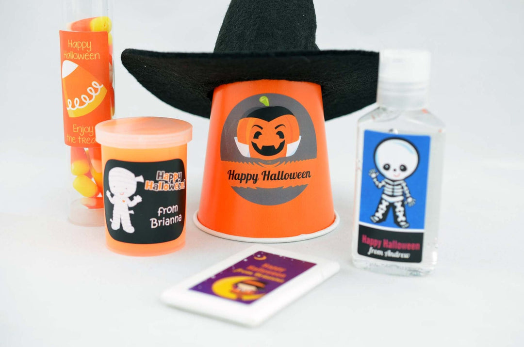 Blue Spooktacular Personalized Halloween Sticker, Custom Halloween Stickers, Kids Halloween Favor Stickers, Halloween Stickers for School