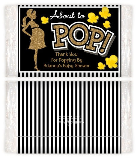 Ready To Pop Gold Glitter - Printable Popcorn Wrappers