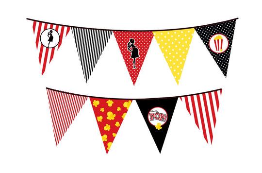 Ready To Pop Red - Baby Shower Themed Pennant Set - INSTANT DOWNLOAD