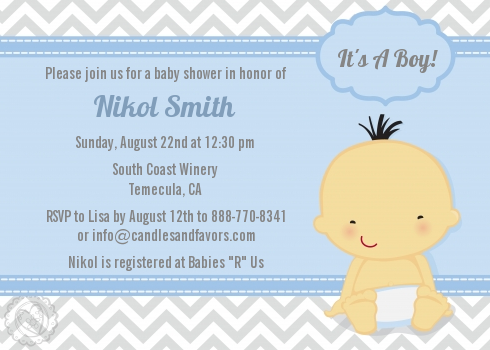 It's A Boy Chevron Asian - Baby Shower Invitations