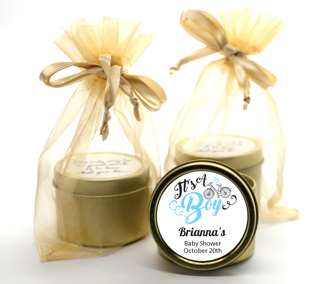 It's A Boy - Baby Shower Gold Tin Candle Favors