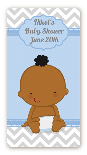 It's A Boy Chevron African American - Custom Rectangle Baby Shower Sticker/Labels