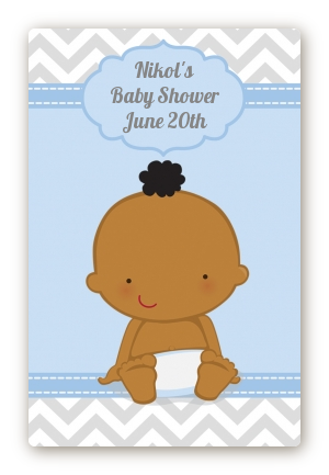 It's A Boy Chevron African American - Custom Large Rectangle Baby Shower Sticker/Labels