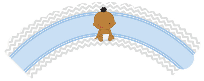 It's A Boy Chevron African American - Baby Shower Cupcake Wrappers