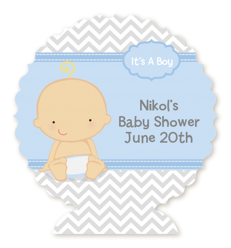 It's A Boy Chevron - Personalized Baby Shower Centerpiece Stand