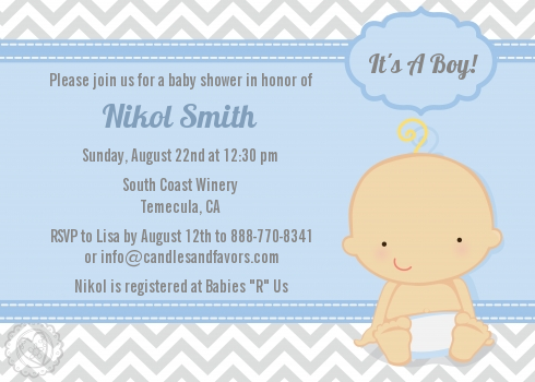 It's A Boy Chevron - Baby Shower Invitations