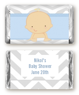 It's A Boy Chevron - Personalized Baby Shower Mini Candy Bar Wrappers