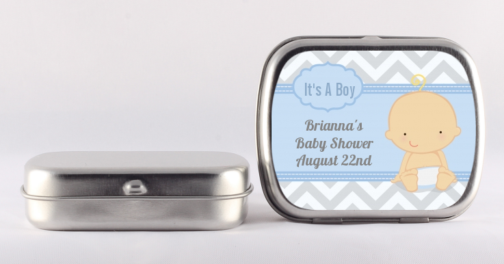 It's A Boy Chevron - Personalized Baby Shower Mint Tins