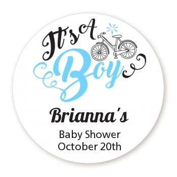 It's A Boy - Round Personalized Baby Shower Sticker Labels