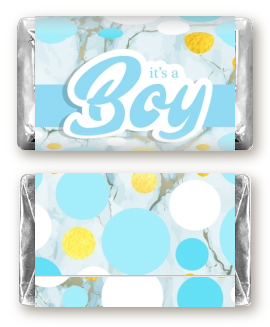 It's A Boy Polka Dots - Personalized Baby Shower Mini Candy Bar Wrappers