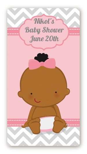 It's A Girl Chevron African American - Custom Rectangle Baby Shower Sticker/Labels