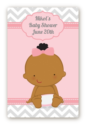 It's A Girl Chevron African American - Custom Large Rectangle Baby Shower Sticker/Labels