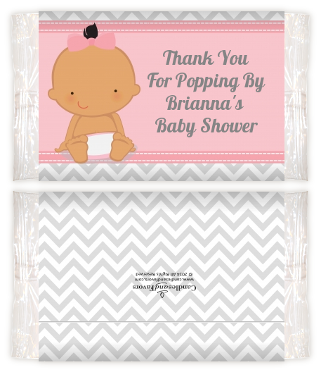 It's A Girl Chevron Hispanic - Personalized Popcorn Wrapper Baby Shower Favors