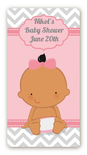 It's A Girl Chevron Hispanic - Custom Rectangle Baby Shower Sticker/Labels