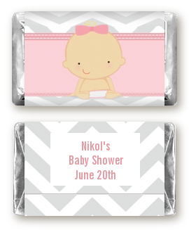 It's A Girl Chevron - Personalized Baby Shower Mini Candy Bar Wrappers
