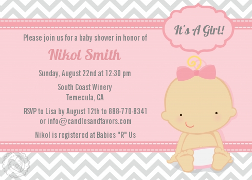 It's A Girl Chevron - Baby Shower Invitations