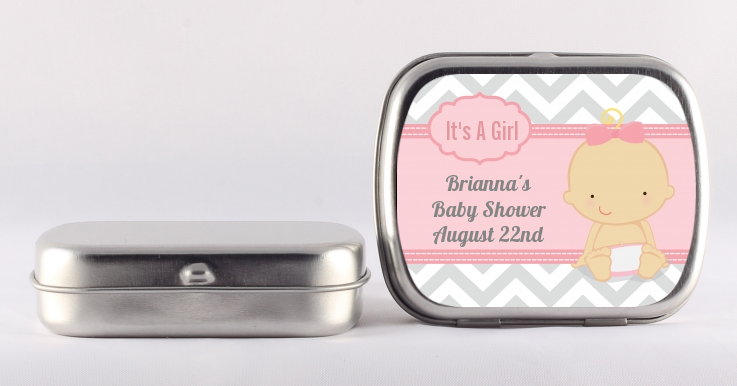 It's A Girl Chevron - Personalized Baby Shower Mint Tins