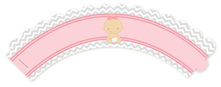 It's A Girl Chevron - Baby Shower Cupcake Wrappers