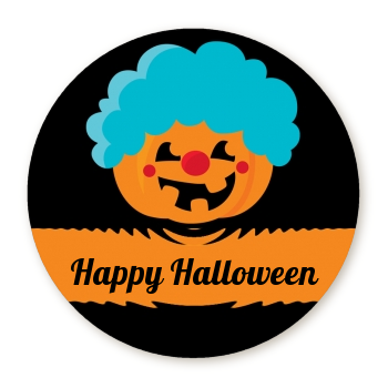Jack O Lantern Clown - Round Personalized Halloween Sticker Labels