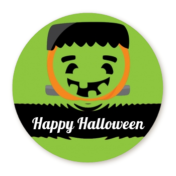 Jack O Lantern Frankenstein - Round Personalized Halloween Sticker Labels