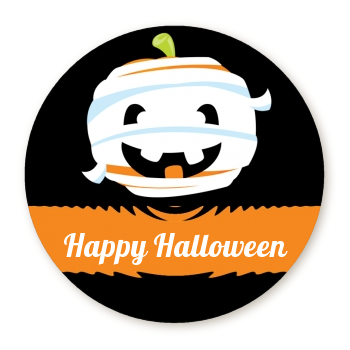 Jack O Lantern Mummy - Round Personalized Halloween Sticker Labels