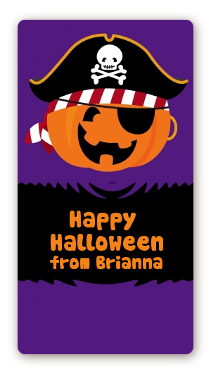 Jack O Lantern Pirate - Custom Rectangle Halloween Sticker/Labels