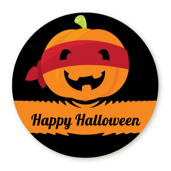 Jack O Lantern Superhero - Round Personalized Halloween Sticker Labels