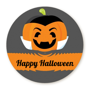 Jack O Lantern Vampire - Round Personalized Halloween Sticker Labels