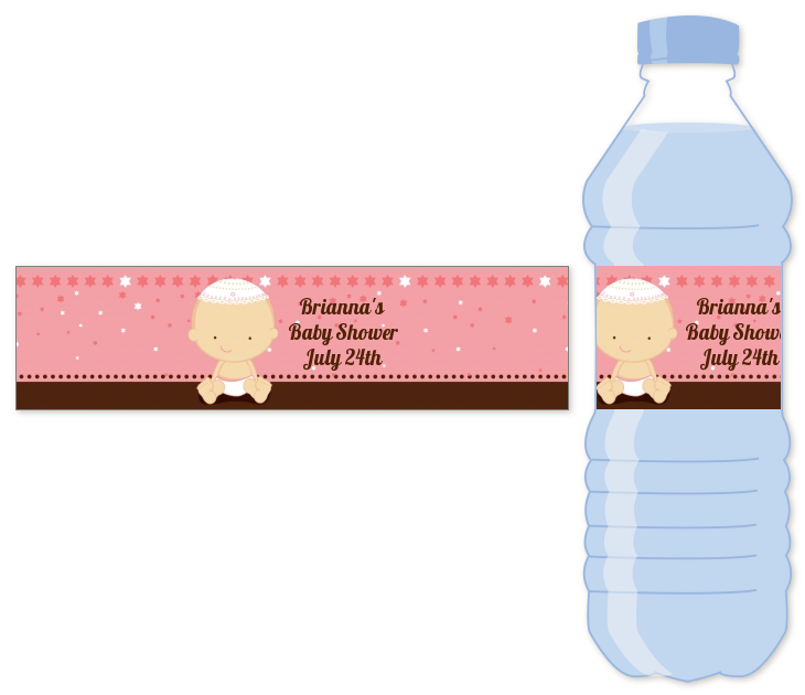 Jewish Baby Girl - Personalized Baby Shower Water Bottle Labels