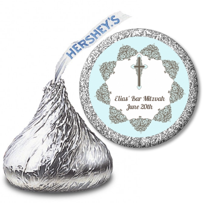 Jewish Star of David Blue - Hershey Kiss Bar / Bat Mitzvah Sticker Labels
