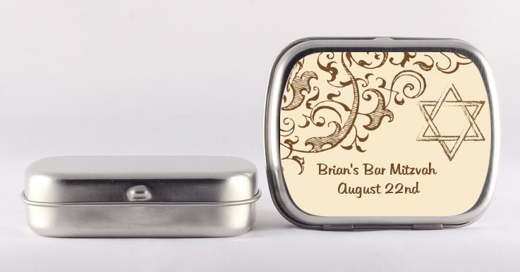 Jewish Star of David Brown & Beige - Personalized Bar / Bat Mitzvah Mint Tins